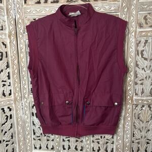 Vintage 80s Purple Cover Up Full Zip Sporty Track Vest Size XL Beach Retro